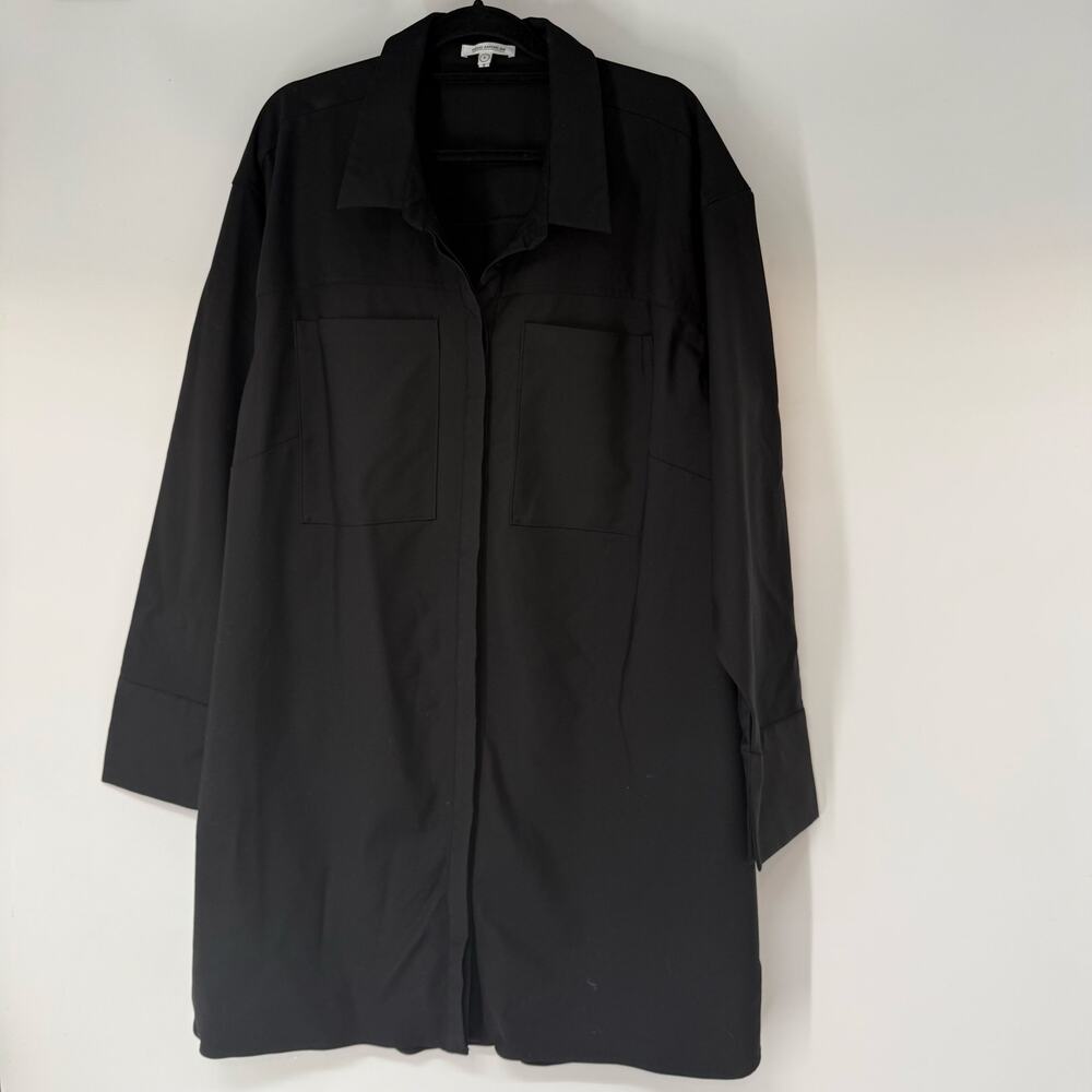 Good American Committed To Fit Mini Shirtdress Womens 6 3XL Black Long Sleeve